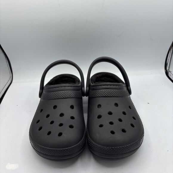 CROCS Women’s Classic Fuzz Lined Clogs 7 M5/W7 Black Comfort Slip On Winter Shoe - Picture 2 of 11